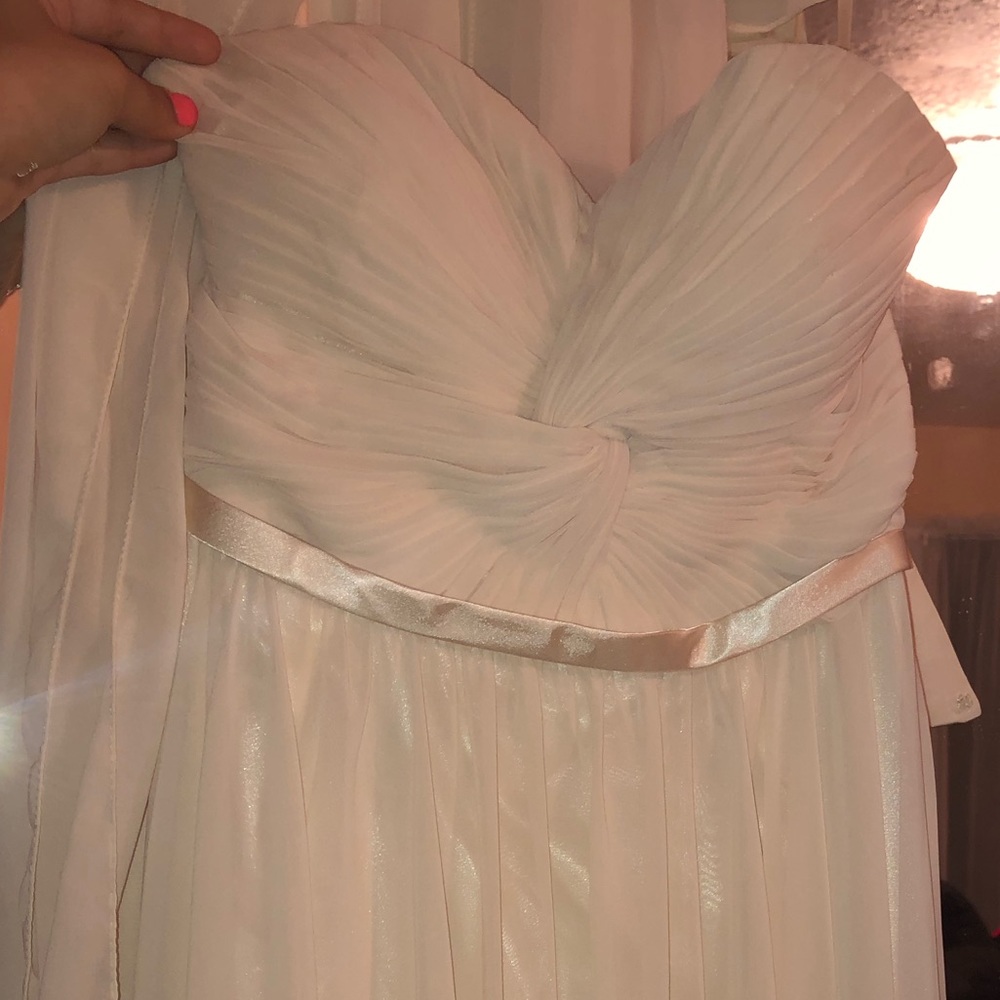 Long champagne strapless dress